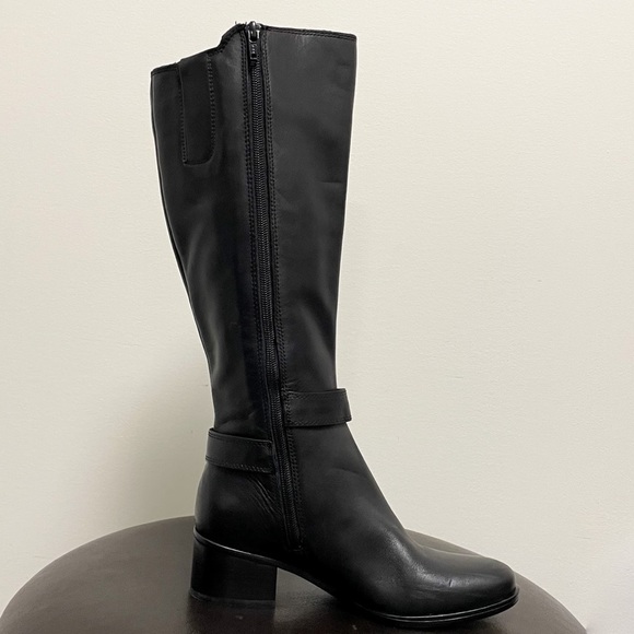 Naturalizer Black Leather Dane Boots 6.5 GUC 2 Inch Heel Mid Calf *no box* - Picture 4 of 12